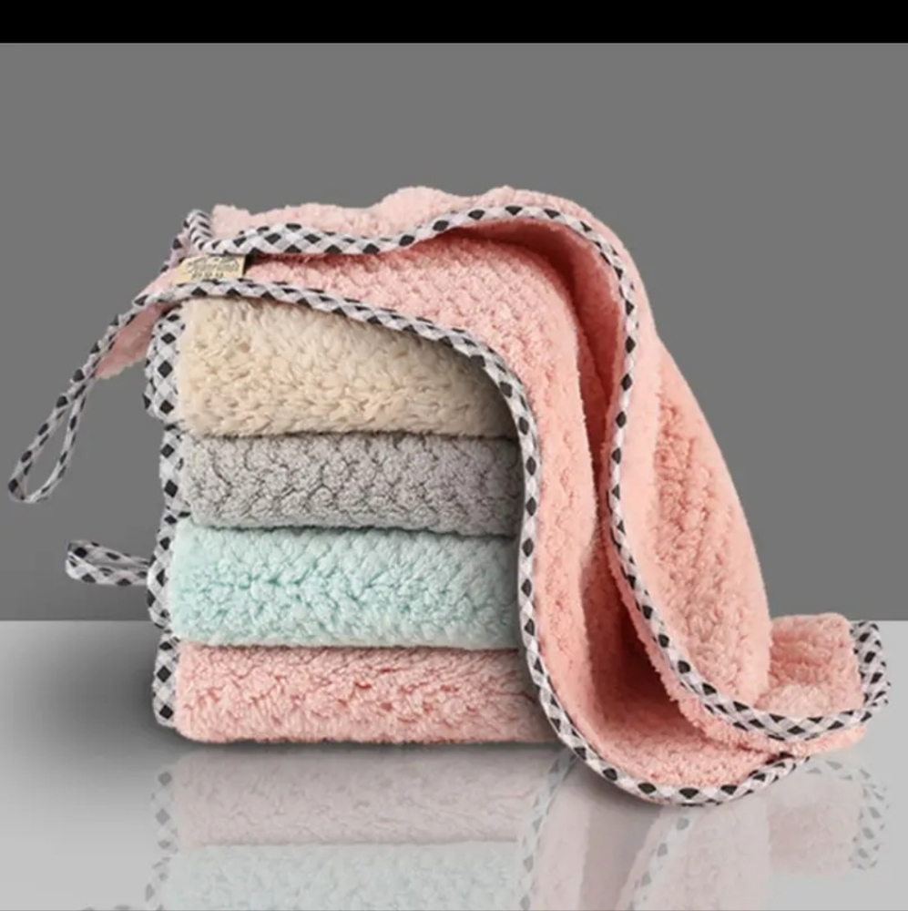 10 Pieces Dishcloth Towel Nonstick Oil Coral Velvet Hanging Hand Towels Dish